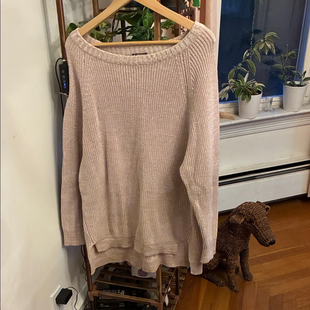 Express Off-the-Shoulder Cream Sweater